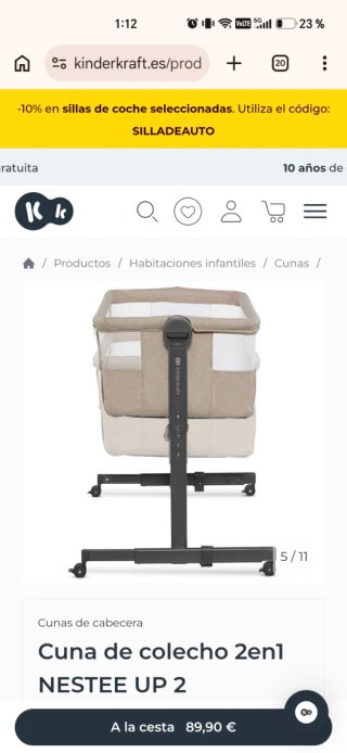 Cuna de colecho bebé Kinderkraft NESTEE UP 2