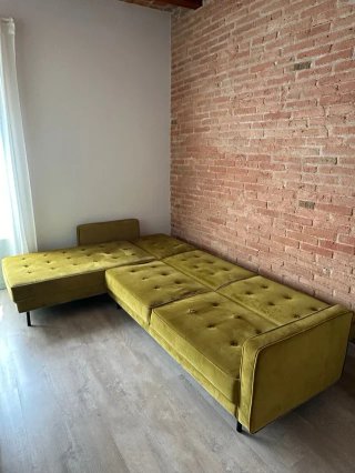 Sofá Cama Chaise Longue Terciopelo Amarillo