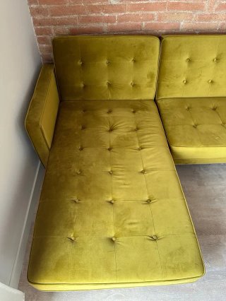Sofá Cama Chaise Longue Terciopelo Amarillo