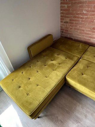 Sofá Cama Chaise Longue Terciopelo Amarillo