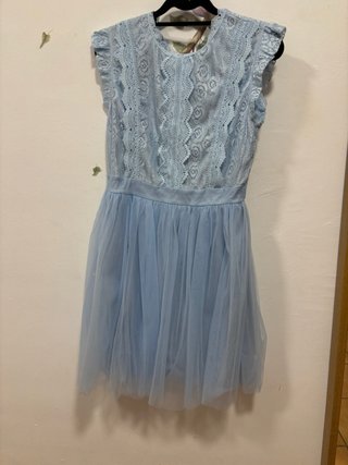 Vestido tul y encaje azul