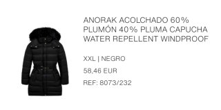 Anorak Nuevo acolchado Zara XXL Negro