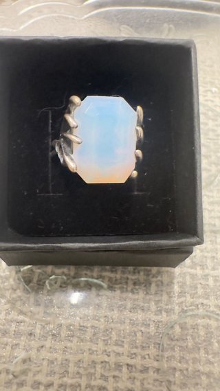Anillo Vintage Ópalo Azul y Blanco