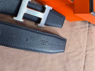 Cinturón Hermès H Negro Plata Hombre