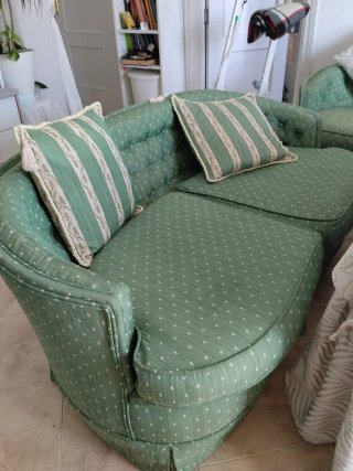 Sofá modular verde de tela