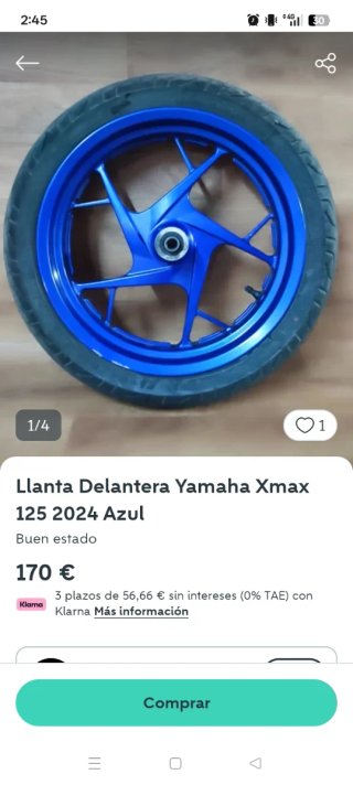 Llanta Delantera Yamaha Xmax 125 2024 gris