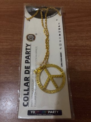Collar Paz Hippie Dorado Nuevo Fiesta