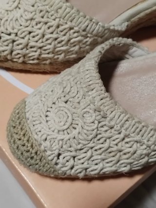Sandalias esparto cuña beige talla 37