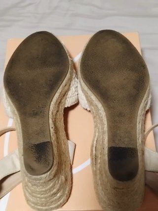 Sandalias esparto cuña beige talla 37