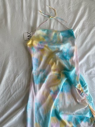 Vestido satinado Zara multicolor Talla S