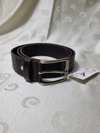Cintura Ingegno vera pelle intrecciata marrone