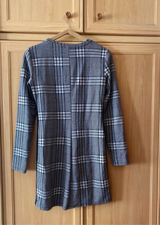 Vestido de cuadros gris y multicolor