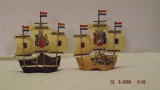Coppia navi olandesi legno vintage