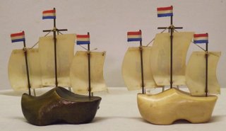 Coppia navi olandesi legno vintage