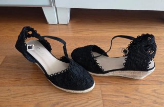 Zapatos esparto negros con cuña T39