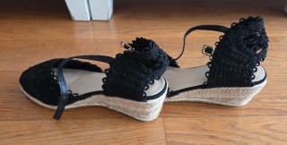 Zapatos esparto negros con cuña T39