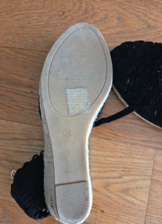 Zapatos esparto negros con cuña T39