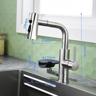 LAKEBAYMZC Grifo Cocina Extraible Lavavaso 3 Modos