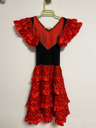 Vestido Flamenco/Sevillanas Rojo y Negro