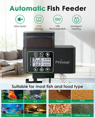 PETBANK Comedero Peces 230-510ml 0.1–2g USB LCD