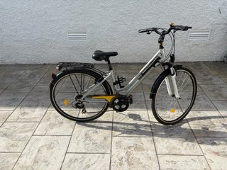 Bicicleta de trekking plateada