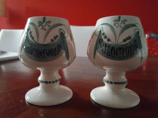 Coppia Bicchieri Ceramica Decorati