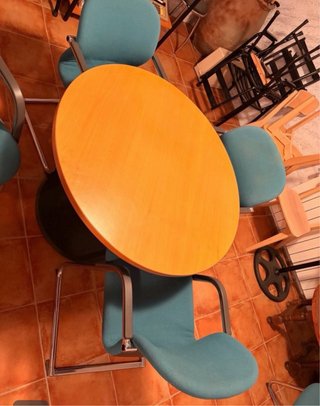 Mesa redonda madera y patas metal