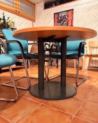 Mesa redonda madera y patas metal