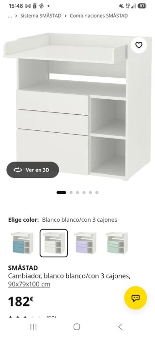 Cambiador Bebé IKEA Blanco y Madera