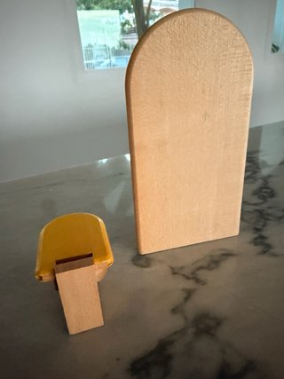 Lavabo y WC madera casa muñecas