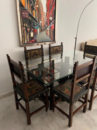 Mesa Comedor Cristal y Forja Marrón