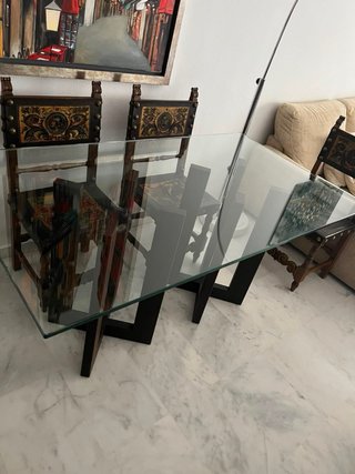 Mesa Comedor Cristal y Forja Marrón