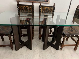 Mesa Comedor Cristal y Forja Marrón