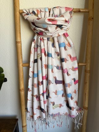 Pashmina Perro Salchicha Beige Multicolor