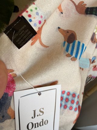 Pashmina Perro Salchicha Beige Multicolor