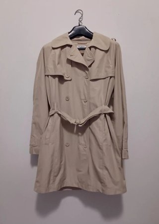 Trench vintage anni '90 beige dettagli in pelle