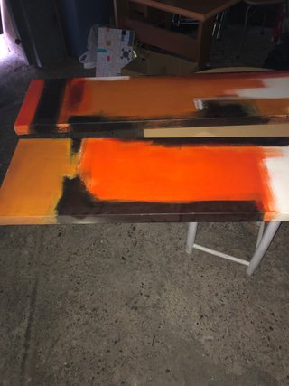 Cuadros abstractos naranja y blanco