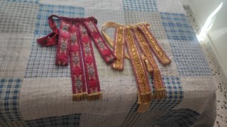 Traje de fallera antiguo multicolor