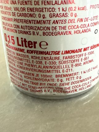 Coca Cola Light Miniatura de Aerolínea