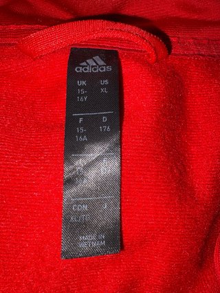 Chaqueta deportiva Adidas roja niño /a T 15-16 a