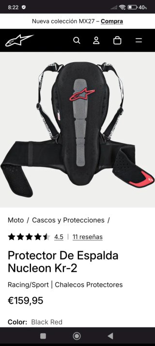 Espaldera Alpinestars Nucleon KR-2