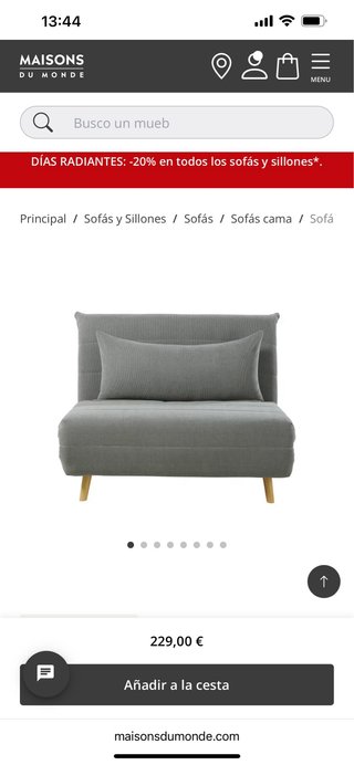 Sofá Cama 1 Plaza Gris