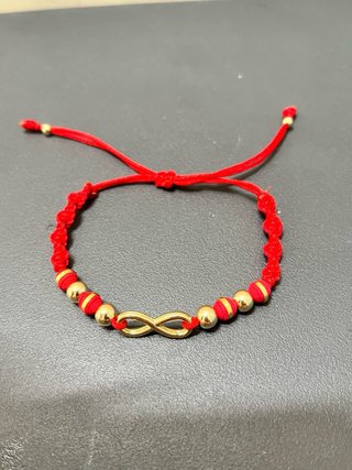 Pulsera Oro Laminado Infinito Rojo