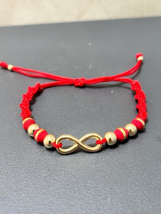 Pulsera Oro Laminado Infinito Rojo