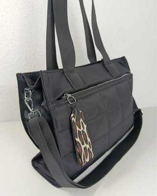 Bolso Tote Acolchado Impermeable Negro