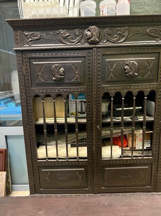 Escritorio antiguo madera nogal y cuero