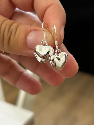 Orecchini Cuore Bombato Argento 925