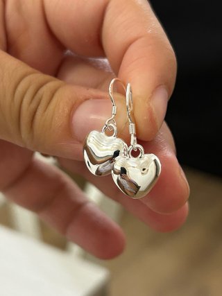 Orecchini Cuore Bombato Argento 925