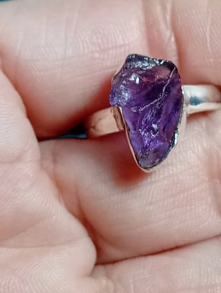 Anillo Plata Ley Amatista en bruto