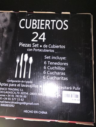 Cubiertos 24 Piezas Set Azul y Plata